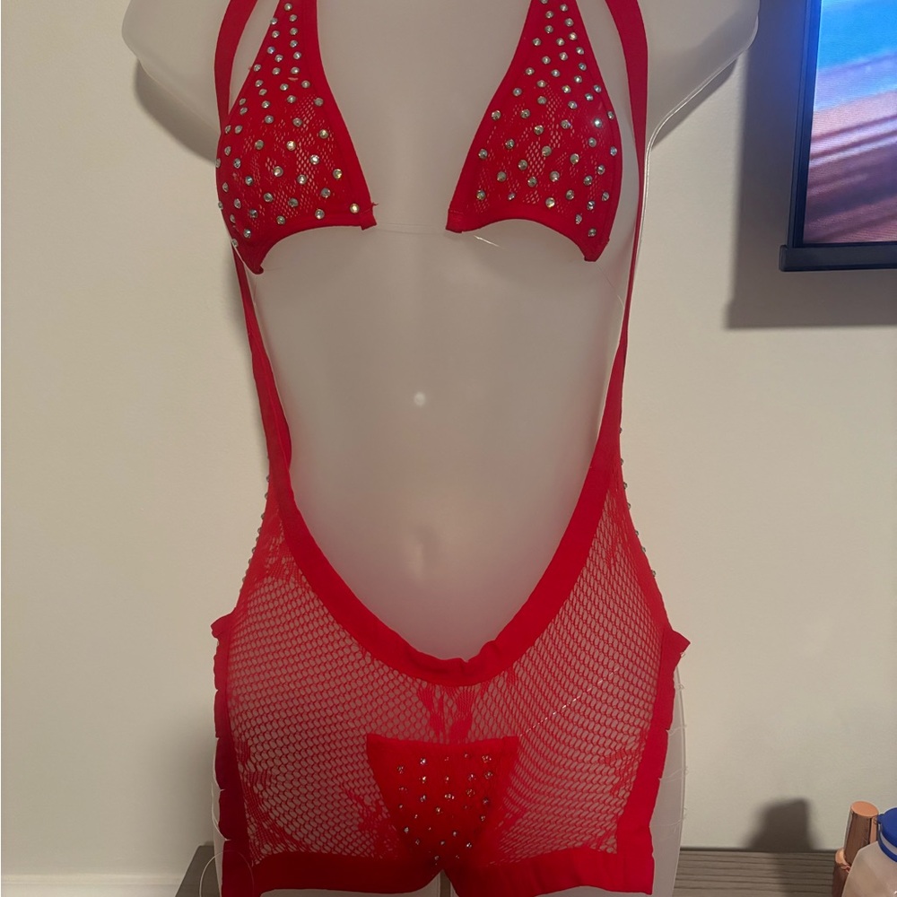 Red Rhinestone Bikini Set - Picture 5 of 5
